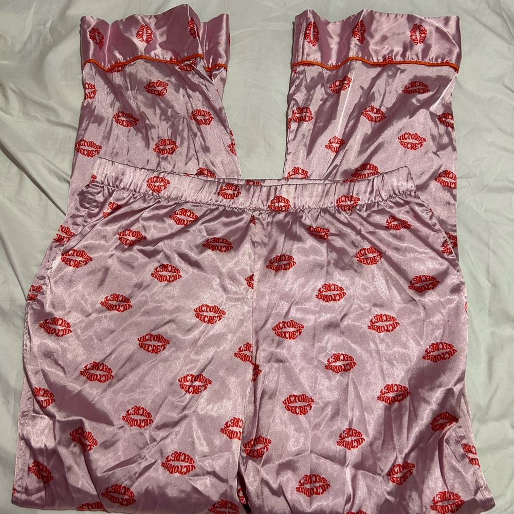 Victoria's Secret Pink and Red Satin Pajama Pants